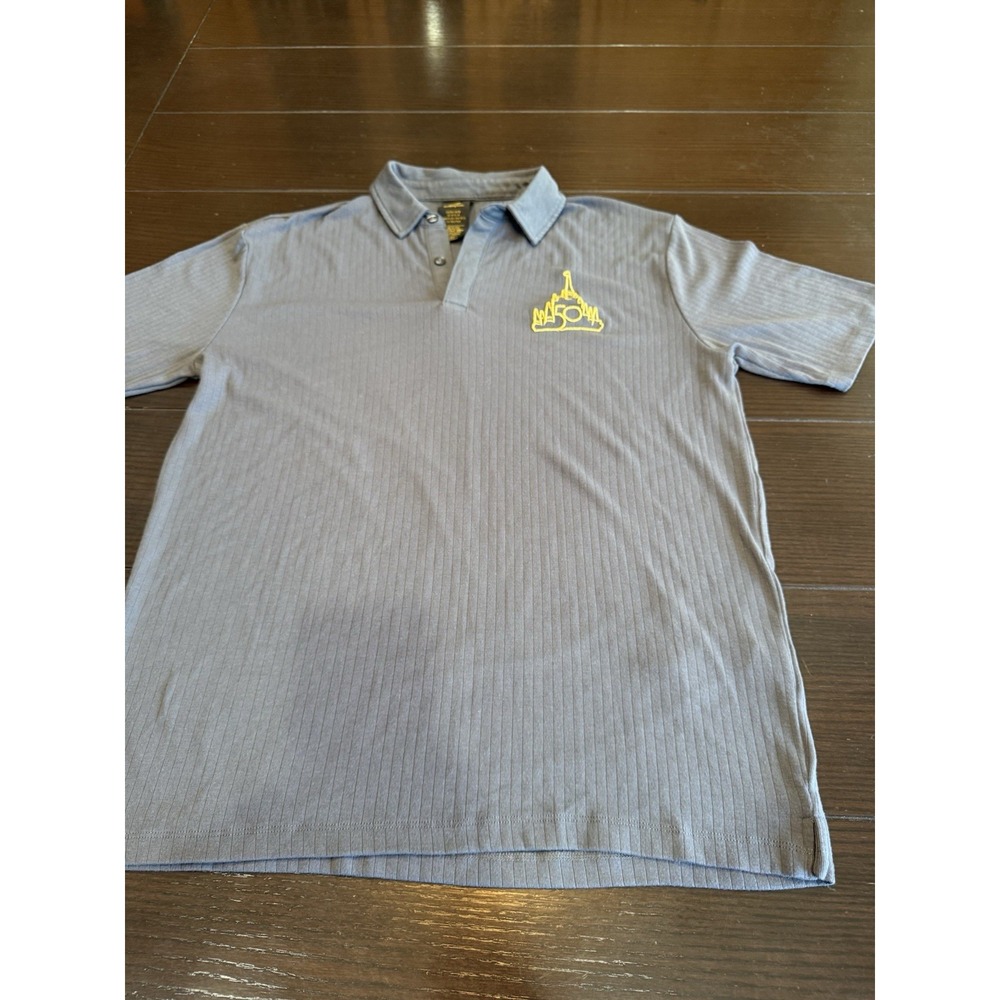 Disney Men Walt Disney World 50th Anniversary Embroidered Ribbed Knit Polo Sz M